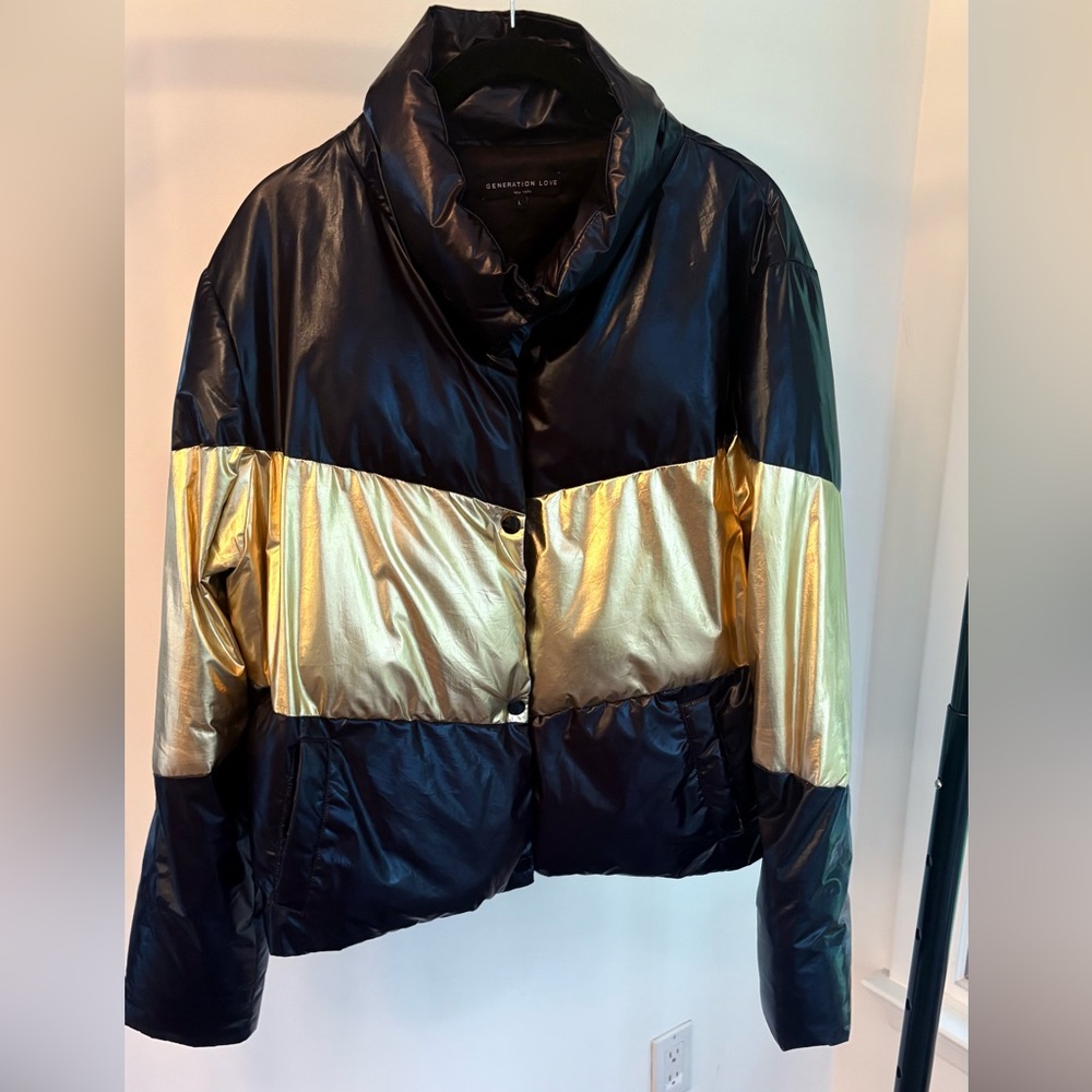 Generation love black and gold puffer